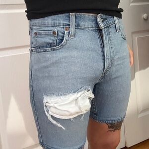 Levi's Light Blue Distressed Denim Shorts